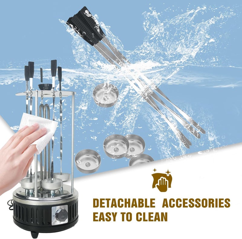 Auplex Upgraded Countertop Vertical Rotating Oven - Rotisserie Shawarma Machine, Kebob Machine, Stainless Steel Body W/Heat Resistant Door, Includes 5 Skewers & 5 Oil Collecting Cups, US Plug, 110V - Image 3